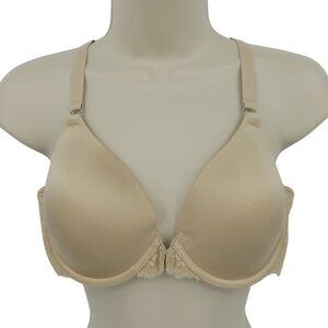 Maidenform 36B 07112 One Fab Fit Extra Coverage Lace T Back Front Closure Beige